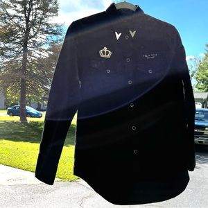 rag & bone | Queen Crown Patch | Snap Down | Long Sleeve Cotton Black Oxford | S